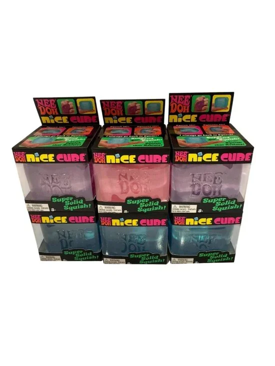 NeeDoh Nice Cube, Blue, Purple,Pink Super Solid Squish!  New Sealed. Lot Of 6 - Picture 2 of 2